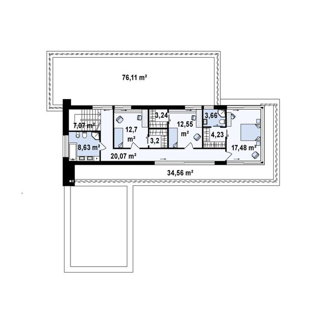 Rzut piętra POW. 92,8 m²