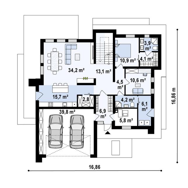Rzut parteru POW. 162,6 m²