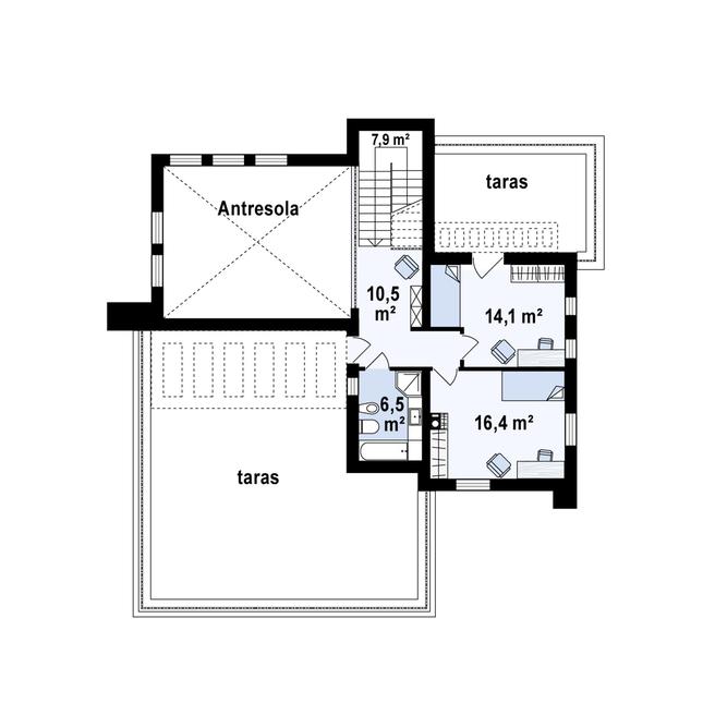 Rzut piętra POW. 55,4 m²
