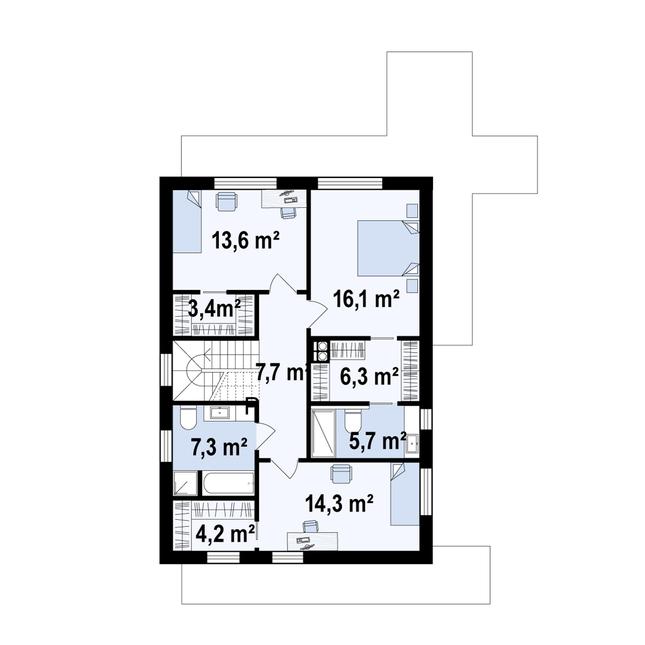Rzut piętra POW. 82,6 m²