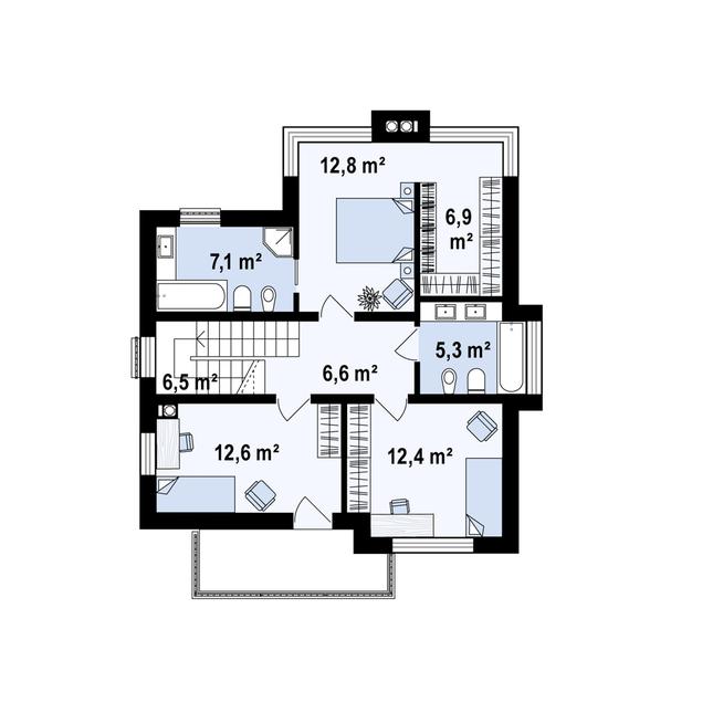 Rzut piętra POW. 70,2 m²