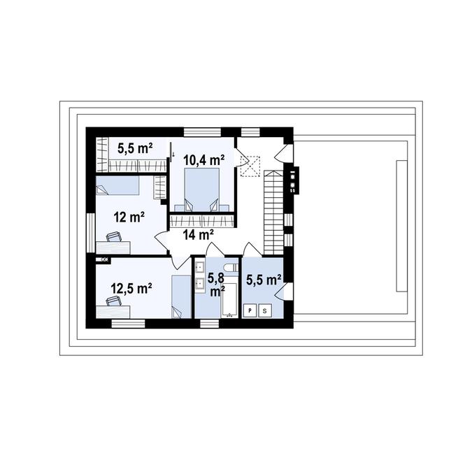 Rzut piętra POW. 70,2 m²