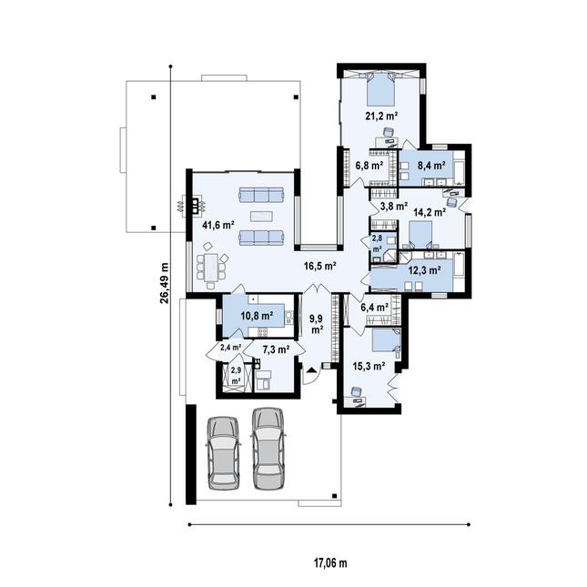 Rzut parteru POW. 182,2 m²