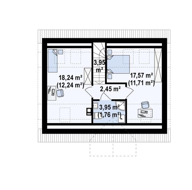 Rzut poddasza POW. 46,1 m²