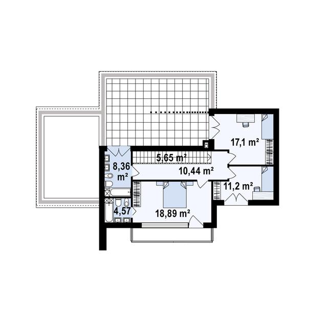 Rzut piętra POW. 76,2 m²