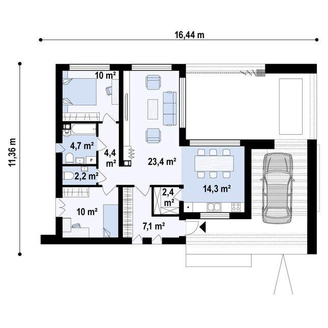 Rzut parteru POW. 78,6 m²