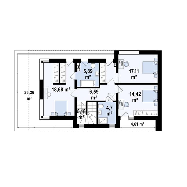 Rzut piętra POW. 67,4 m²