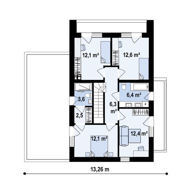Rzut piętra POW. 68,0 m²
