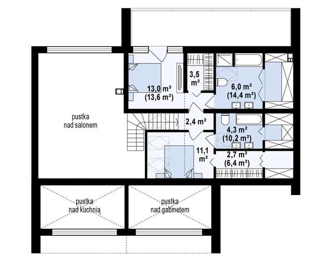 Rzut poddasza POW. 63,7 m²