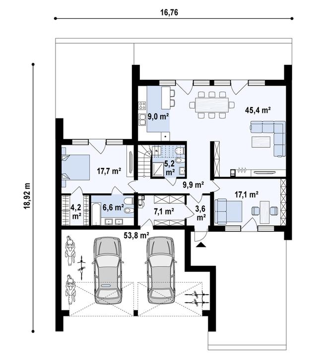 Rzut parteru POW. 180,9 m²