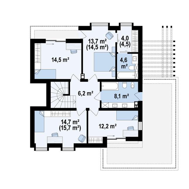 Rzut piętra POW. 78,1 m²