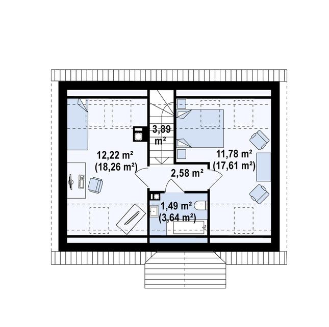 Rzut poddasza POW. 46,0 m²