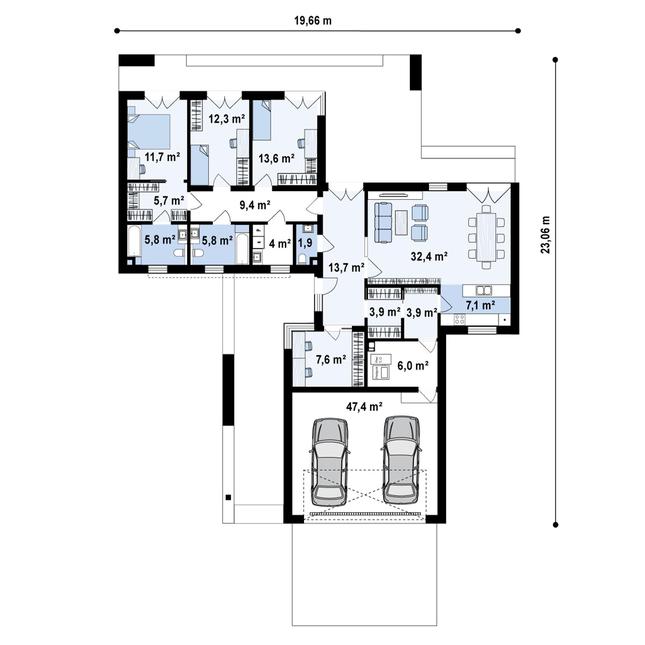 Rzut parteru POW. 192,2 m²