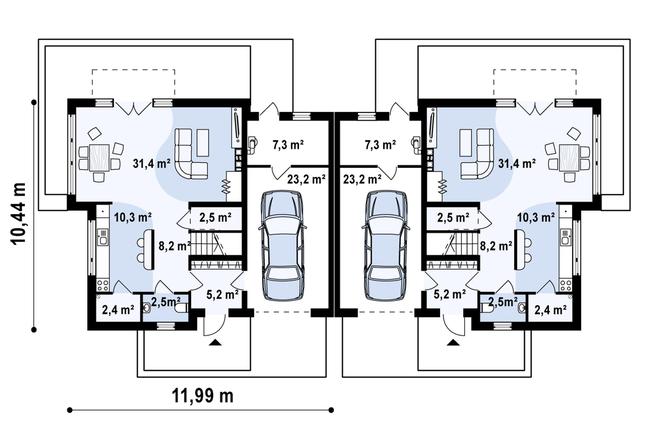 Rzut parteru POW. 183,8 m²