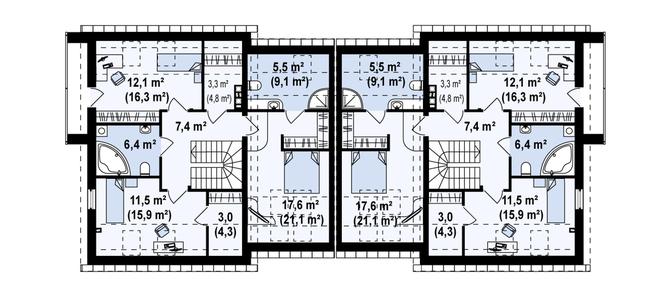 Rzut poddasza POW. 167,4 m²