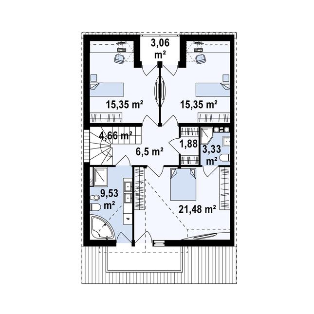 Rzut poddasza POW. 78,1 m²