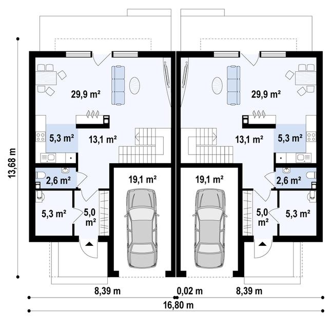 Rzut parteru POW. 161,0 m²