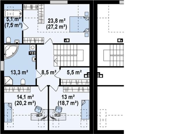 Rzut poddasza POW. 108,1 m²