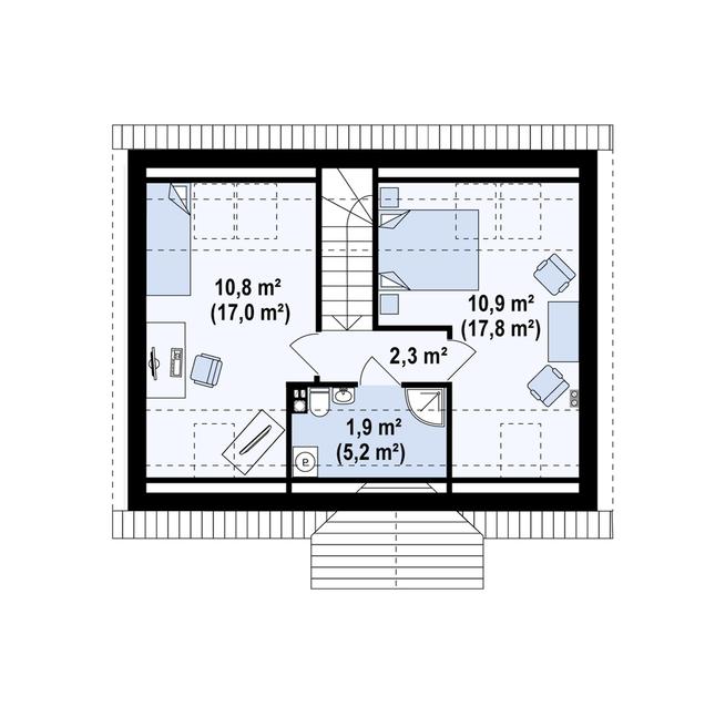 Rzut poddasza POW. 42,3 m²