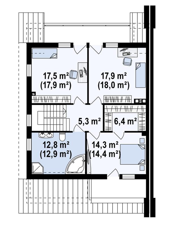 Rzut piętra POW. 74,7 m²