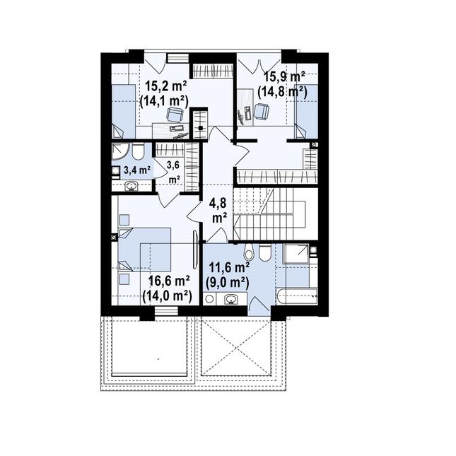 Rzut poddasza POW. 71,1 m²