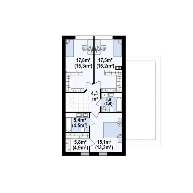 Rzut poddasza POW. 75,3 m²