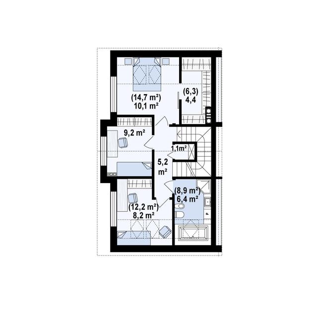 Rzut poddasza POW. 57,5 m²