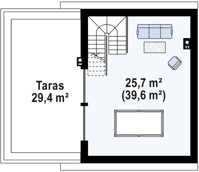 Rzut strychu POW. 39,8 m²