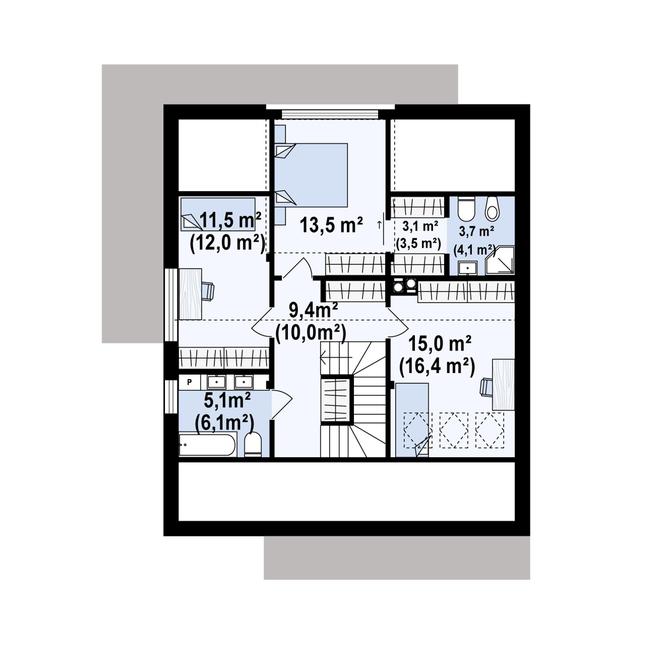 Rzut poddasza POW. 70,0 m²