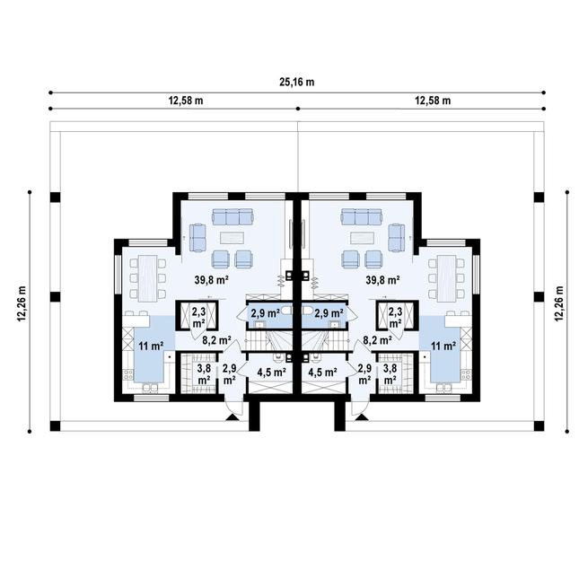 Rzut parteru POW. 150,0 m²