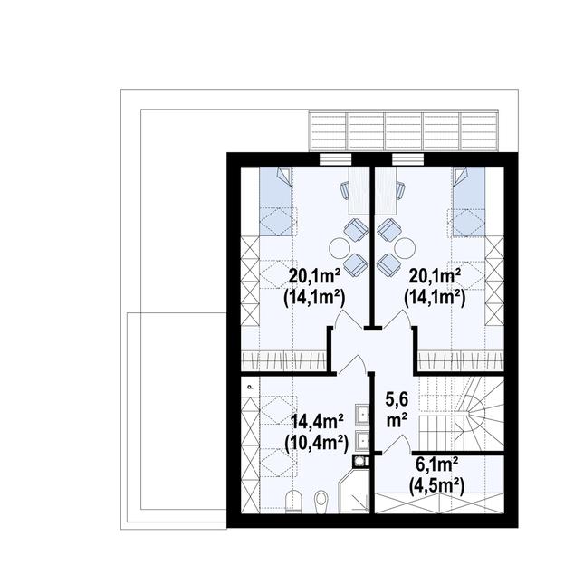 Rzut poddasza POW. 66,2 m²
