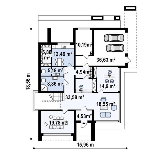 Rzut parteru POW. 175,5 m²