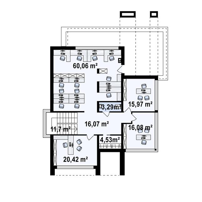 Rzut piętra POW. 148,1 m²