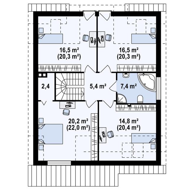 Rzut poddasza POW. 101,6 m²