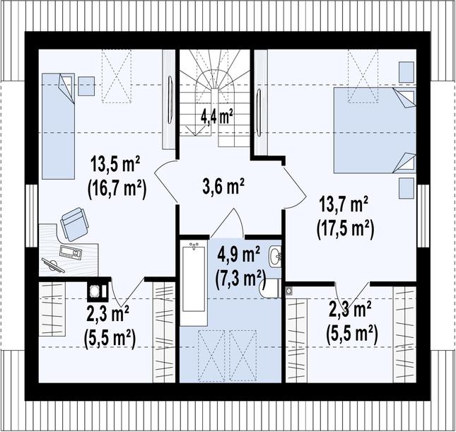 Rzut poddasza POW. 60,5 m²