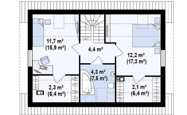 Rzut poddasza POW. 56,9 m²