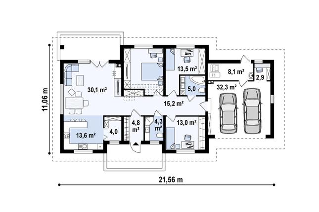 Rzut parteru POW. 164,5 m²