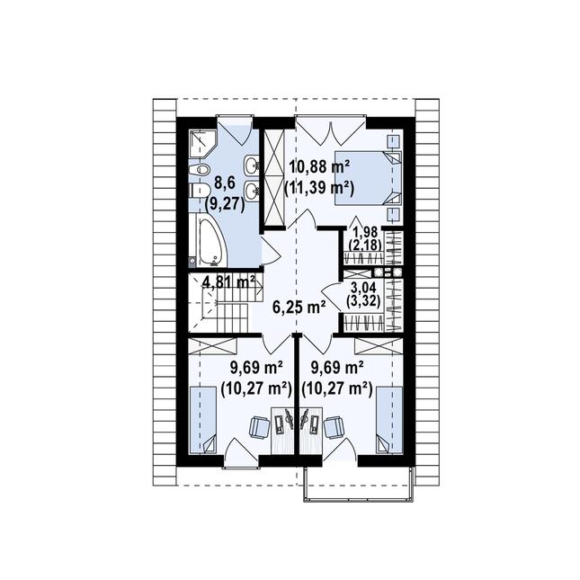 Rzut poddasza POW. 53,0 m²