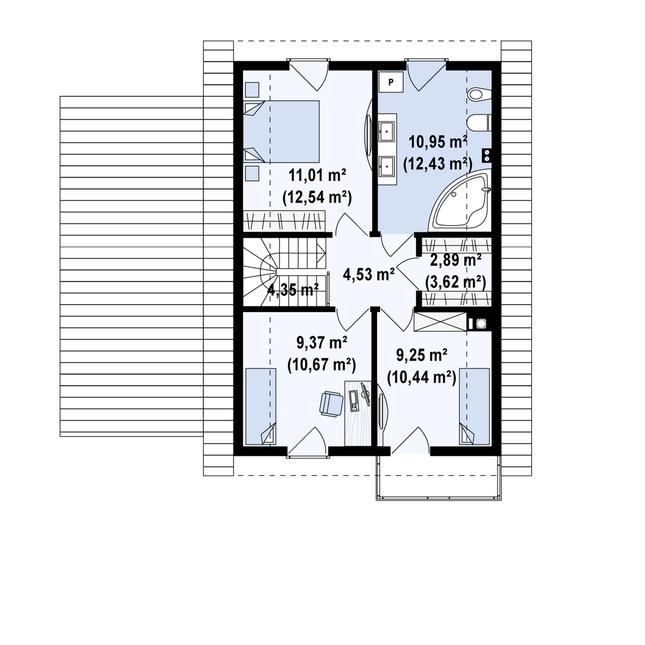 Rzut poddasza POW. 58,6 m²