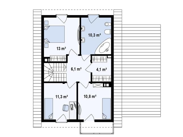 Rzut poddasza POW. 54,3 m²