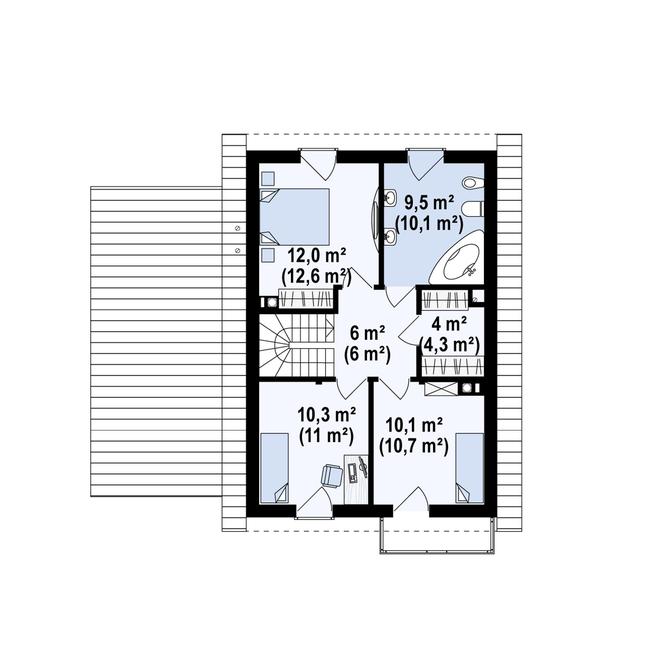 Rzut piętra POW. 53,7 m²