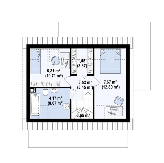 Rzut poddasza POW. 42,4 m²