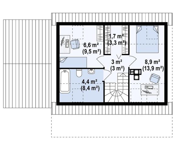 Rzut poddasza POW. 62,9 m²