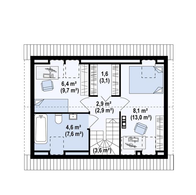 Rzut poddasza POW. 39,8 m²