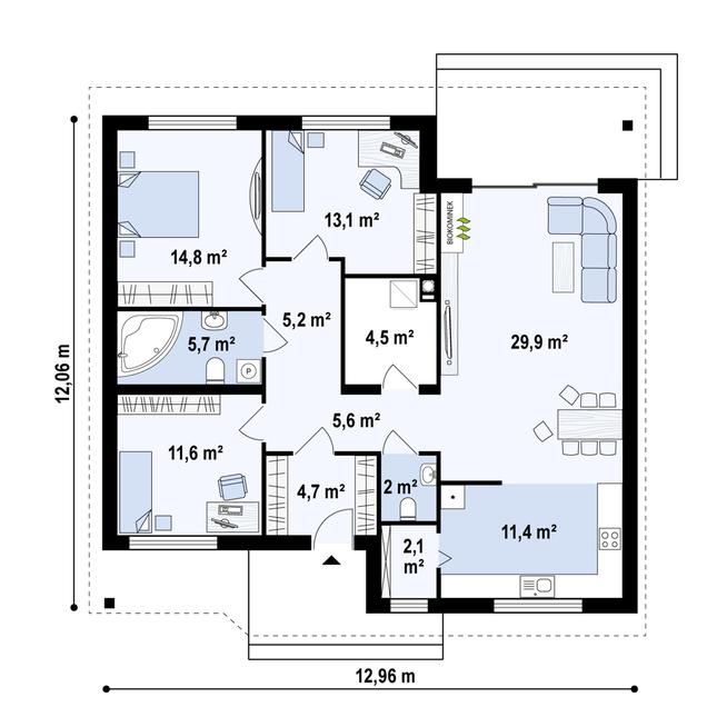 Rzut parteru POW. 110,7 m²