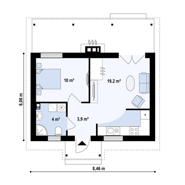 Rzut parteru POW. 37,0 m²