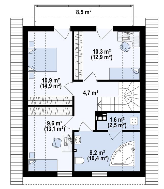 Rzut poddasza POW. 62,7 m²