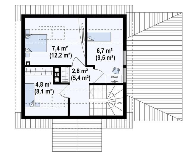 Rzut poddasza POW. 33,7 m²