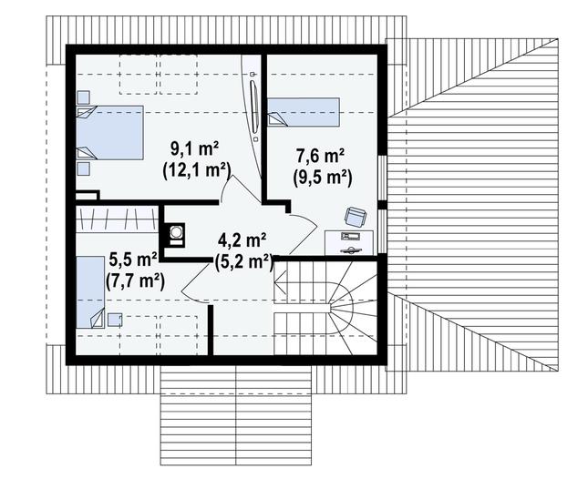 Rzut poddasza POW. 38,2 m²