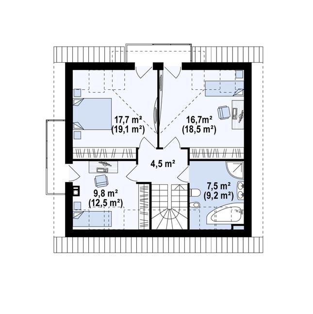 Rzut poddasza POW. 63,4 m²